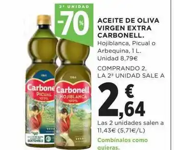 Hipercor 2a unidad -70% aceite de oliva virgen extra carbonell oferta