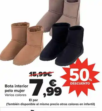 Carrefour Bota interior pelo mujer varios colores oferta