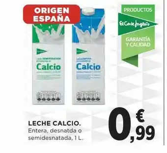 Hipercor Leche calcio entera desnatada o semidesnatada oferta