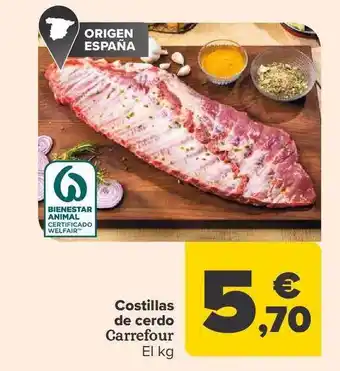 Carrefour Costillas de cerdo carrefour el kg oferta