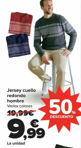 Carrefour 50% descuento jersey cuello redondo hombre oferta