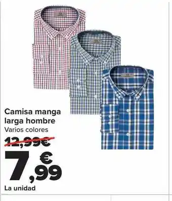 Carrefour Camisa manga larga hombre varios colores oferta