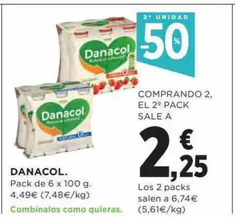 Hipercor 2a unidad -50% danacol pack de 6 oferta