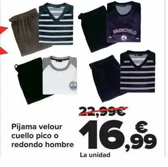 Carrefour Pijama velour cuello pico o redondo hombre oferta