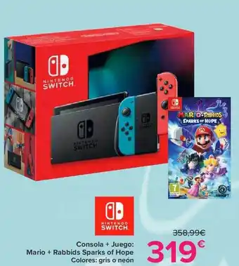 Consola + juego: mario + rabbids sparks of hope colores: gris o neón