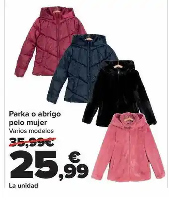 Carrefour Parka o abrigo pelo mujer varios modelos oferta