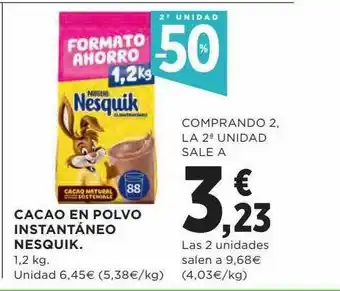 Hipercor 2a unidad -50% cacao en polvo instantáneo nesquik oferta
