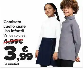 Carrefour Camiseta cuello cisne lisa infantil varios colores oferta