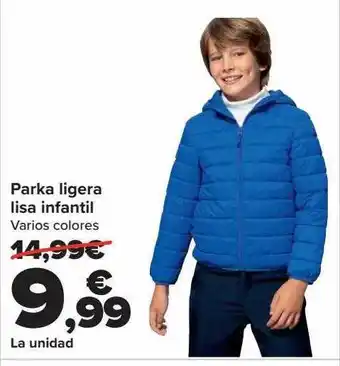 Carrefour Parka ligera lisa infantil varios colores oferta