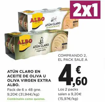 Hipercor Atún claro en aceite de oliva u oliva virgen extra albo oferta
