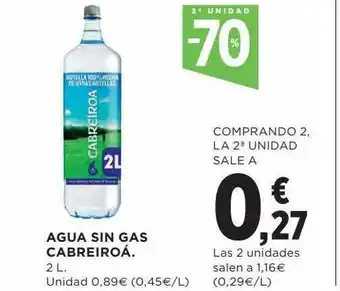 Hipercor 2a unidad -70% agua sin gas cabreiroá oferta