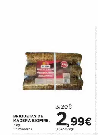 Hipercor Briquetas de madera biofire oferta
