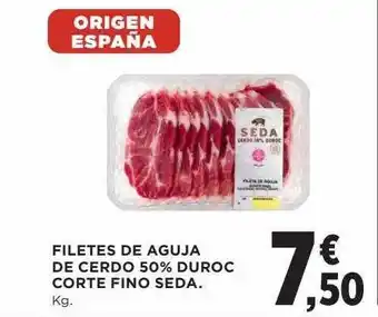Hipercor Filetes de aguja de cerdo 50% duroc corte fino seda oferta