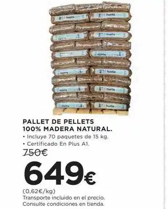 Hipercor Pallet de pellets 100% madera natural oferta