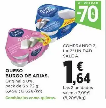Hipercor 2a unidad -70% queso burgo de arias oferta