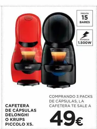 Hipercor Cafetera de cápsulas delonghi o krups piccolo xs oferta
