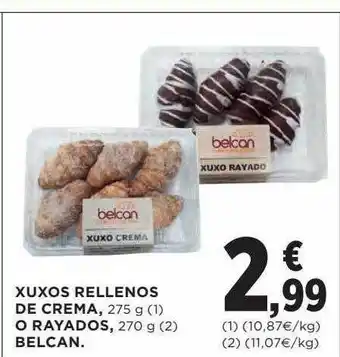 Hipercor Xuxos rellenos de crema o rayados belcan oferta