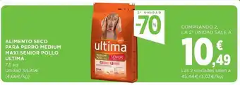 Hipercor 2a unidad -70% alimento seco para perro medium maxi senior pollo ultima oferta