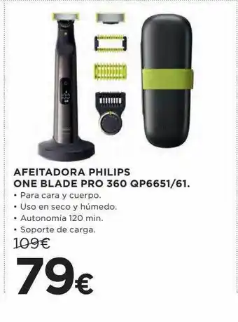 Hipercor Afeitadora philips one blade pro 360 qp6651 61 oferta
