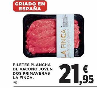 Hipercor Filetes plancha de vacuno joven dos primaveras la finca oferta