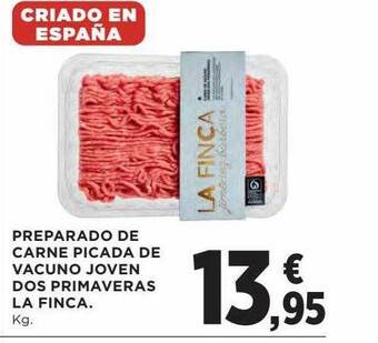 Hipercor Preparado de carne picada de vacuno joven dos primaveras la finca oferta