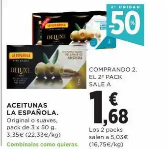 Hipercor 2a unidad -50% aceitunas la española oferta
