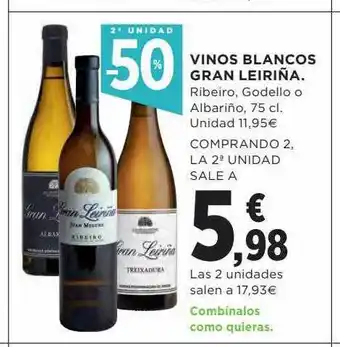 Hipercor 2a unidad -50% vino blancos gran leiriña oferta