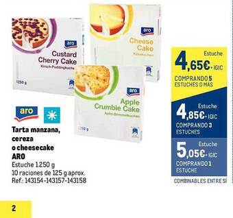 Makro Tarta manzana cereza o cheesecake aro oferta