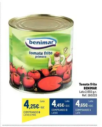 Makro Tomate frito benimar lata oferta