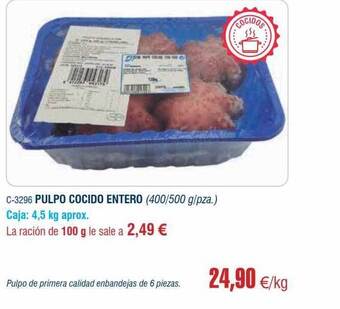 Abordo Pulpo cocido entero oferta