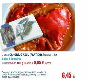 Abordo Cangrejo azul (partido) oferta