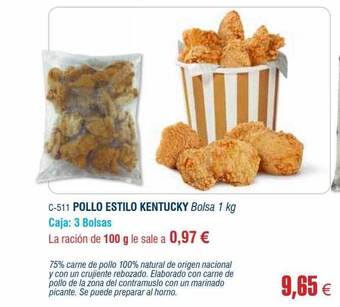 Abordo Pollo estilo kentucky oferta