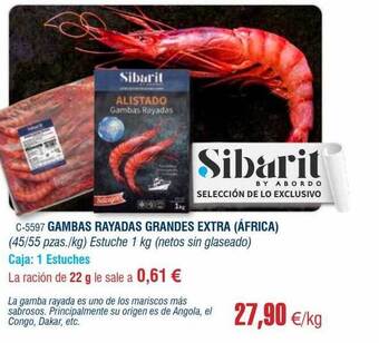 Abordo Gambas rayadas grandes extra (áfrica) oferta