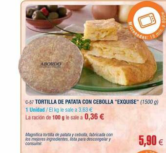 Abordo Tortilla de patata con cebolla oferta