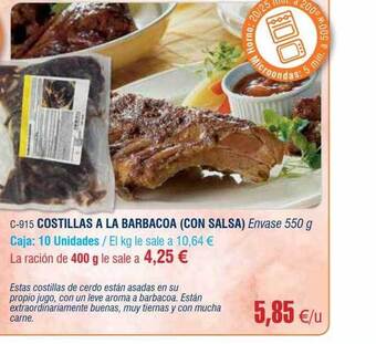 Abordo Costillas a la barbacoa (con salsa) oferta