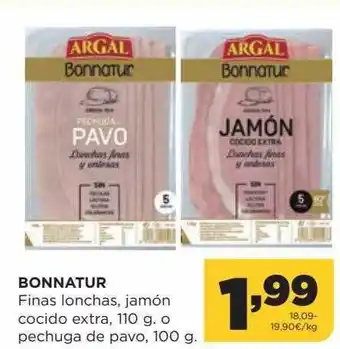 Alimerka Bonnatur finas lonchas jamón cocido extra o pechuga de pavo oferta