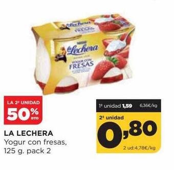 Alimerka La 2a unidad 50% dto la lechera yogur con fresas oferta