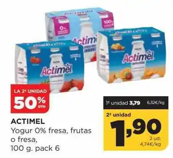 Alimerka La 2a unidad 50% dto actimel yogur 0% fresa frutas o fresa oferta
