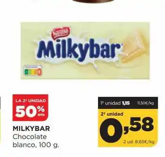 Alimerka La 2a unidad 50% dto milkybar chocolate blanco oferta