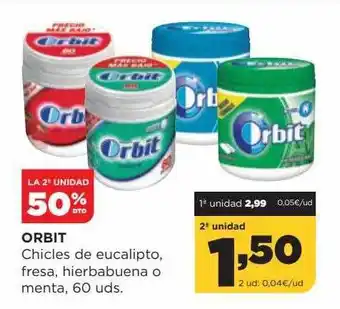 Alimerka La 2a unidad 50% dto orbit chicles de eucalipto fresa hierbabuena o menta oferta