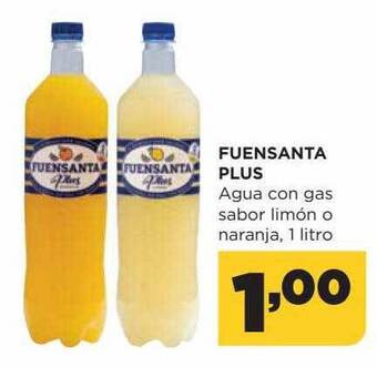 Alimerka Fuensanta plus agua con gas sabor limón o naranja oferta