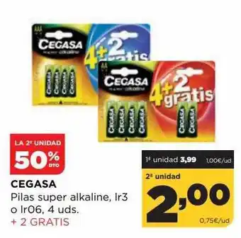 Alimerka La 2a unidad 50% dto cegasa pilas super alkaline lr3 o lr06 4 + 2 gratis oferta