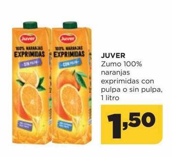 Alimerka Juver zumo 100% naranjas exprimidas con pulpa o sin pulpa oferta