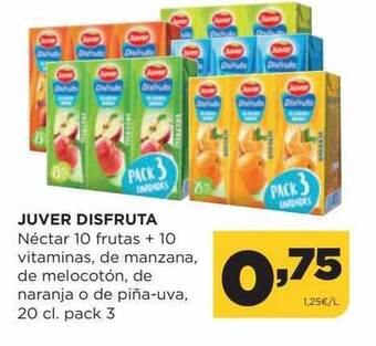 Alimerka Juver disfruta néctar 10 frutas + 10 vitaminas de manzana de melocotón de naranja o de piña-uva oferta