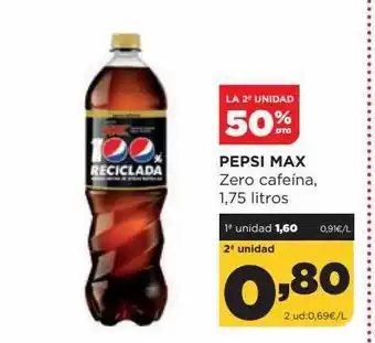 Alimerka La 2a unidad 50% dto pepsi max zero cafeina oferta