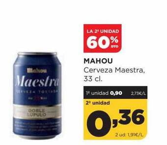 Alimerka La 2a unidad 60% dto mahou cerveza maestra oferta