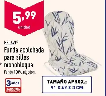 ALDI Belavi Funda acolchada para sillas monobloque Tamaño Aprox.: 91 x 42 x 3 cm oferta