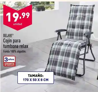 ALDI Belavi Cojín para tumbona relax Tamaño: 170 x 50 x 8 cm oferta