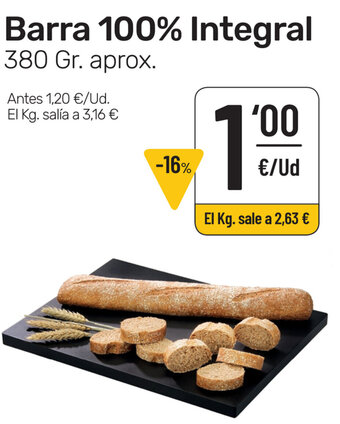 AhorraMas Barra 100% Integral 380g oferta