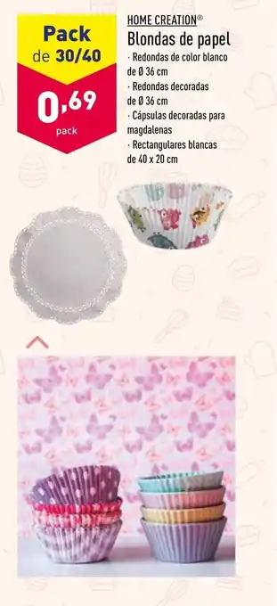 ALDI Home Creation Blondas de papel 36cm Pack de 30/40 oferta